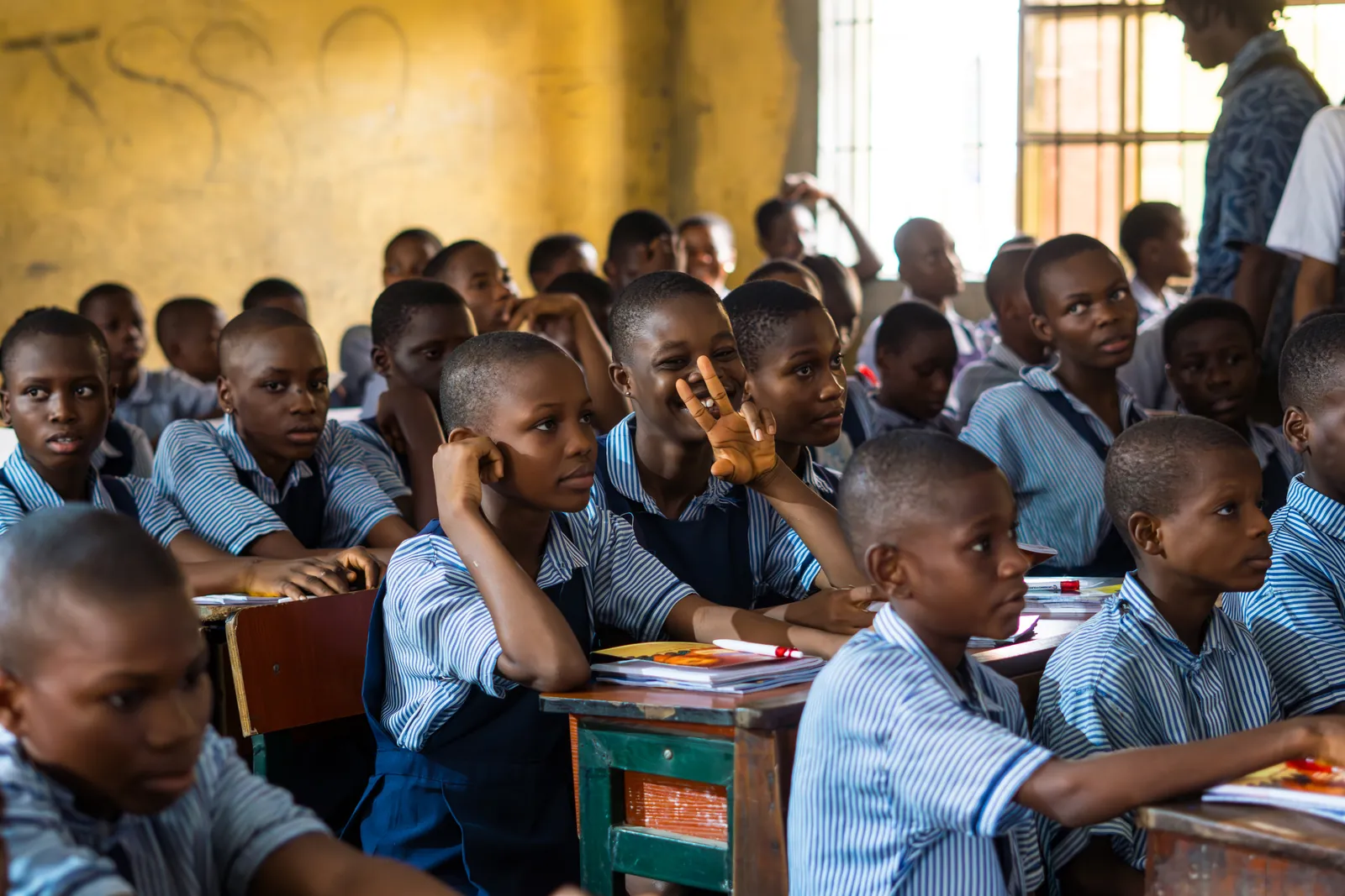 Students listening together in class